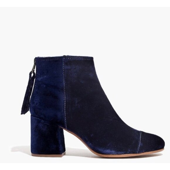 Madewell  The Jillian Ankle Boot in Blue Velvet, size 10 - Picture 1 of 10